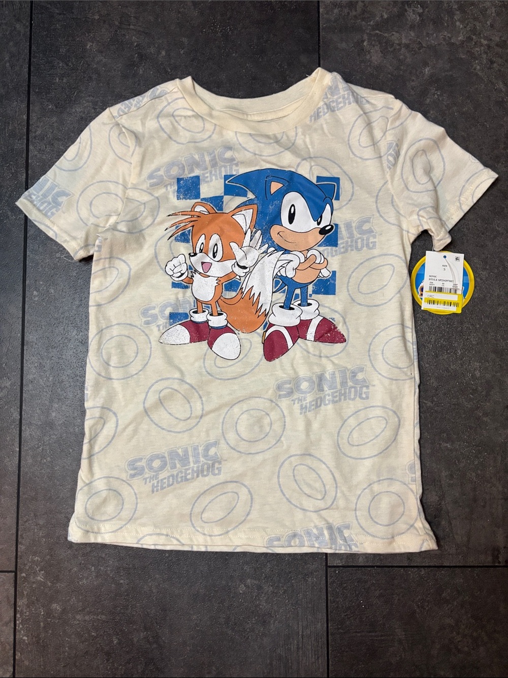 Sonic the Hedgehog Kids Short Sleeve Graphic Tee in Cream